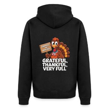 Lustiger Thanksgiving Truthahn - Unisex Premium Bio Zip Hoodie - Schwarz - Hinten - Nico (187cm)
