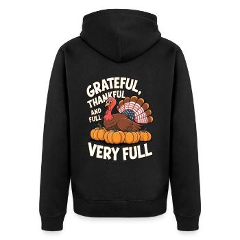Funny Thanksgiving Turkey - Unisex Premium Organic Zip Hoodie - black - Back - Nico (187cm)
