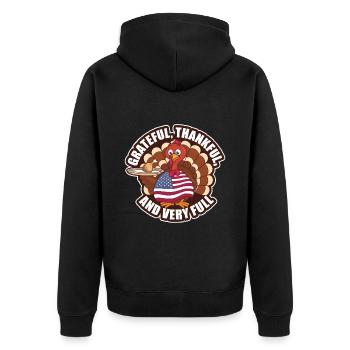 Lustiger Thanksgiving Truthahn - Unisex Premium Bio Zip Hoodie - Schwarz - Hinten - Nico (187cm)