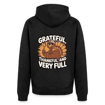 Lustiger Thanksgiving Truthahn - Unisex Premium Bio Zip Hoodie - Schwarz - Hinten - Nico (187cm)
