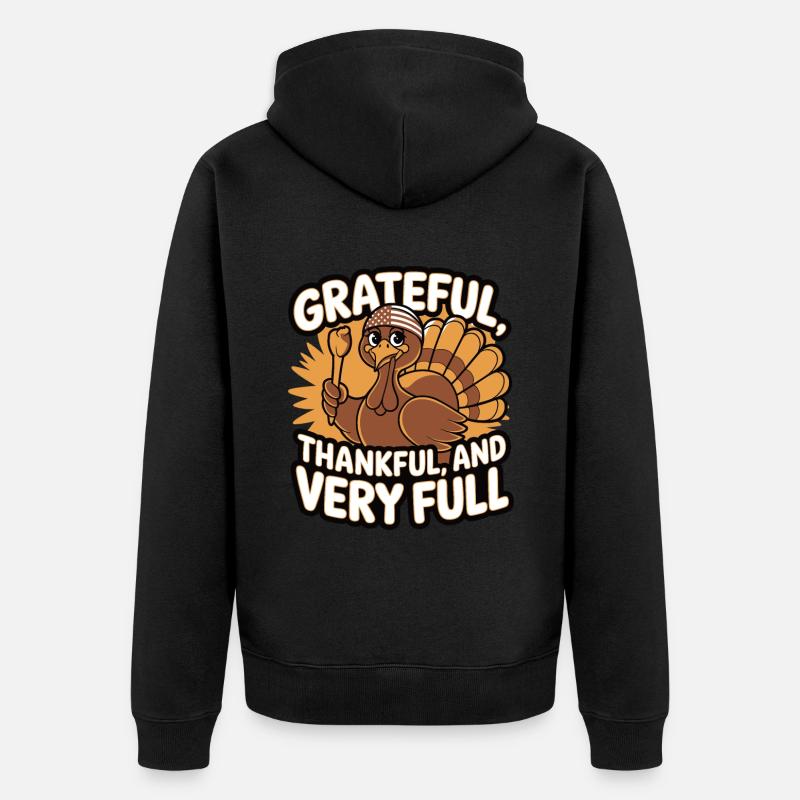 Dinde drôle de Thanksgiving - Veste à capuche bio Premium Unisexe - noir