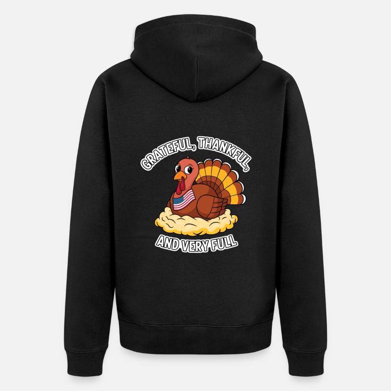 Dinde drôle de Thanksgiving - Veste à capuche bio Premium Unisexe - noir
