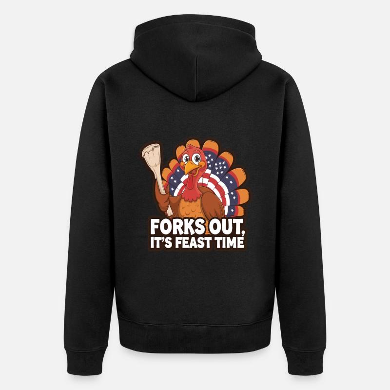 Dinde drôle de Thanksgiving - Veste à capuche bio Premium Unisexe - noir