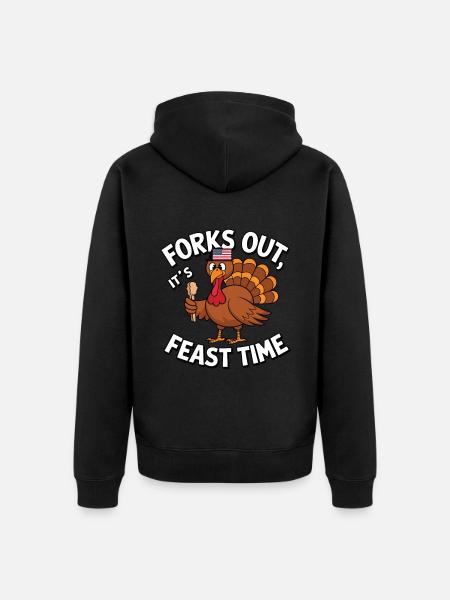 Funny Thanksgiving Turkey - Unisex Premium Organic Zip Hoodie - black