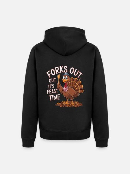 Lustiger Thanksgiving Truthahn - Unisex Premium Bio Zip Hoodie - Schwarz