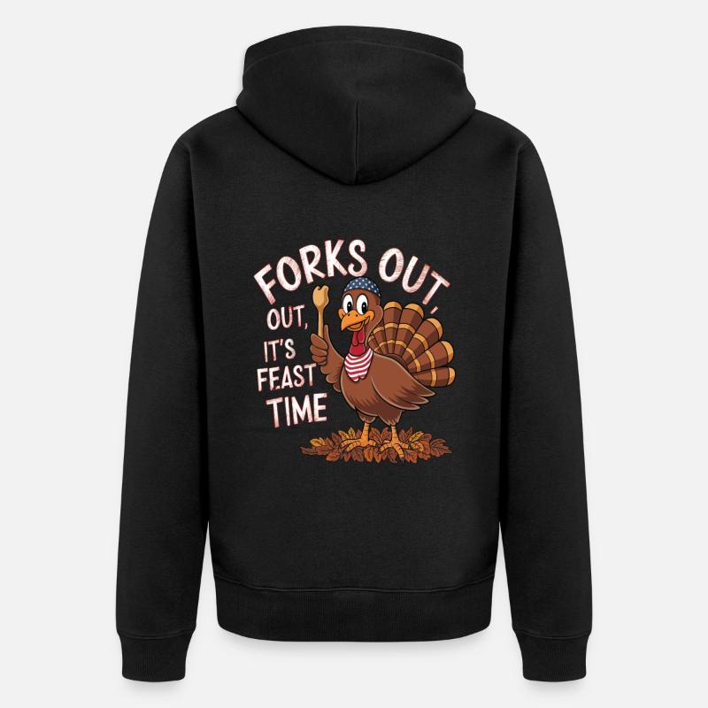 Dinde drôle de Thanksgiving - Veste à capuche bio Premium Unisexe - noir