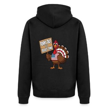 Dinde drôle de Thanksgiving - Veste à capuche bio Premium Unisexe - noir - Dos - Nico (187cm)