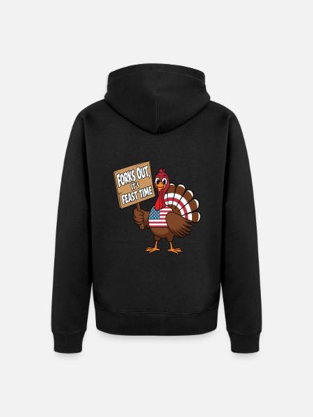 Lustiger Thanksgiving Truthahn - Unisex Premium Bio Zip Hoodie - Schwarz