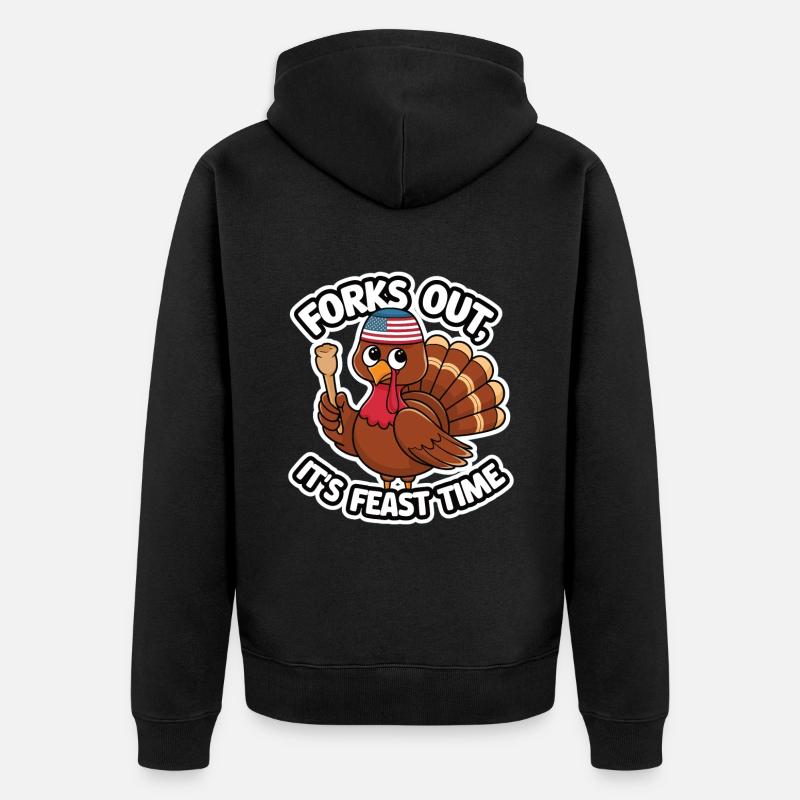 Dinde drôle de Thanksgiving - Veste à capuche bio Premium Unisexe - noir