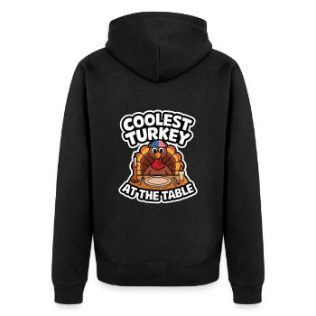 Funny Thanksgiving Turkey - Unisex Premium Organic Zip Hoodie - black - Back - Nico (187cm)