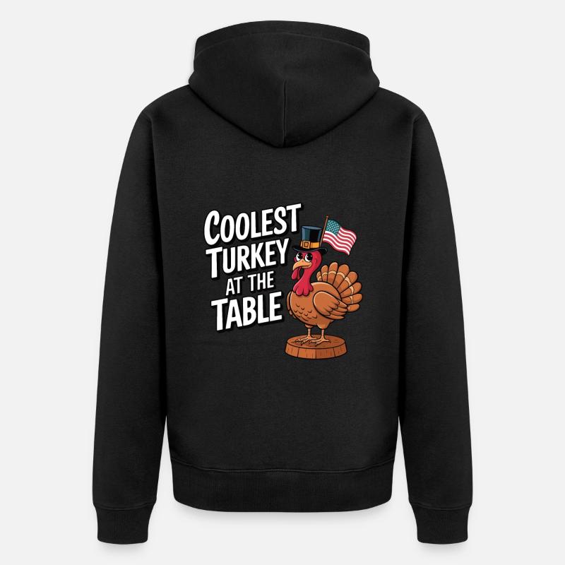 Dinde drôle de Thanksgiving - Veste à capuche bio Premium Unisexe - noir