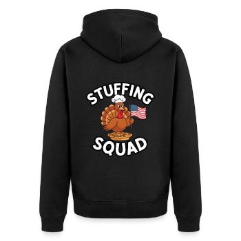 Lustiger Thanksgiving Truthahn - Unisex Premium Bio Zip Hoodie - Schwarz - Hinten - Nico (187cm)