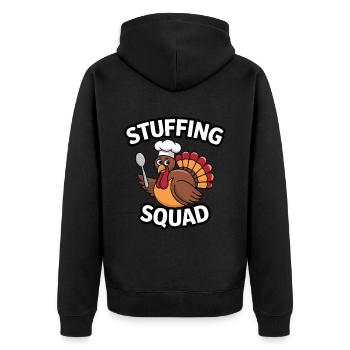 Lustiger Thanksgiving Truthahn - Unisex Premium Bio Zip Hoodie - Schwarz - Hinten - Nico (187cm)