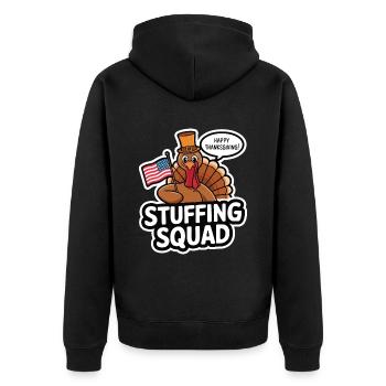 Lustiger Thanksgiving Truthahn - Unisex Premium Bio Zip Hoodie - Schwarz - Hinten - Nico (187cm)