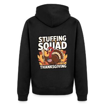 Lustiger Thanksgiving Truthahn - Unisex Premium Bio Zip Hoodie - Schwarz - Hinten - Nico (187cm)