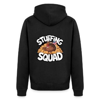 Lustiger Thanksgiving Truthahn - Unisex Premium Bio Zip Hoodie - Schwarz - Hinten - Nico (187cm)