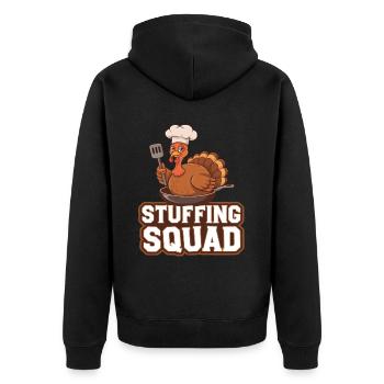 Lustiger Thanksgiving Truthahn - Unisex Premium Bio Zip Hoodie - Schwarz - Hinten - Nico (187cm)