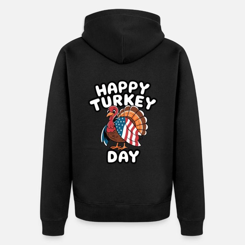 Dinde drôle de Thanksgiving - Veste à capuche bio Premium Unisexe - noir