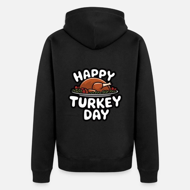 Dinde drôle de Thanksgiving - Veste à capuche bio Premium Unisexe - noir