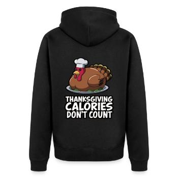 Lustiger Thanksgiving Truthahn - Unisex Premium Bio Zip Hoodie - Schwarz - Hinten - Nico (187cm)