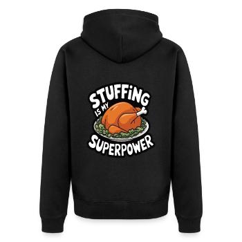 Lustiger Thanksgiving Truthahn - Unisex Premium Bio Zip Hoodie - Schwarz - Hinten - Nico (187cm)