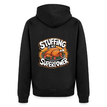 Lustiger Thanksgiving Truthahn - Unisex Premium Bio Zip Hoodie - Schwarz - Hinten - Nico (187cm)