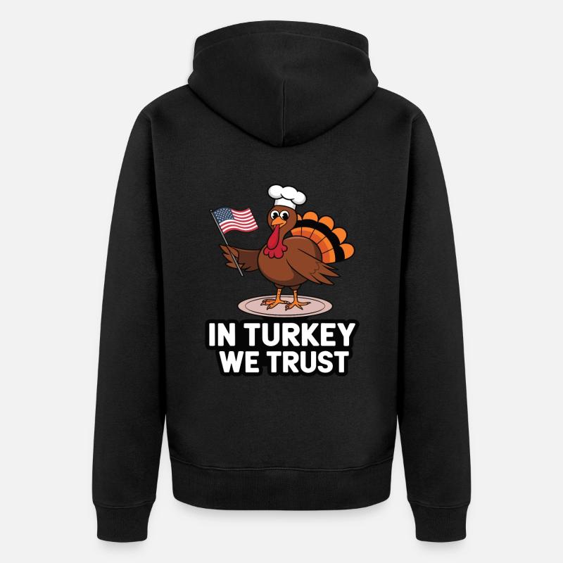 Dinde drôle de Thanksgiving - Veste à capuche bio Premium Unisexe - noir