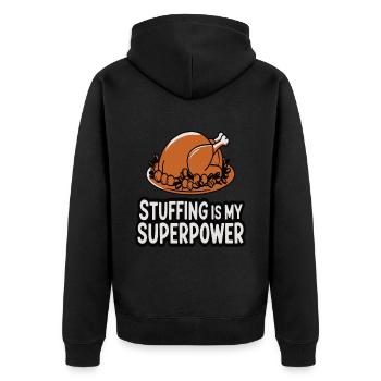 Lustiger Thanksgiving Truthahn - Unisex Premium Bio Zip Hoodie - Schwarz - Hinten - Nico (187cm)
