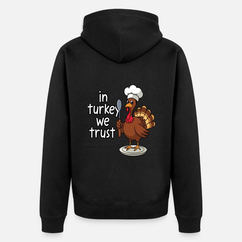 Dinde drôle de Thanksgiving - Veste à capuche bio Premium Unisexe - noir