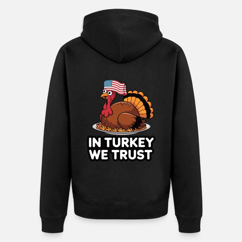 Dinde drôle de Thanksgiving - Veste à capuche bio Premium Unisexe - noir