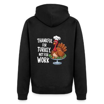 Dinde drôle de Thanksgiving - Veste à capuche bio Premium Unisexe - noir - Dos - Nico (187cm)