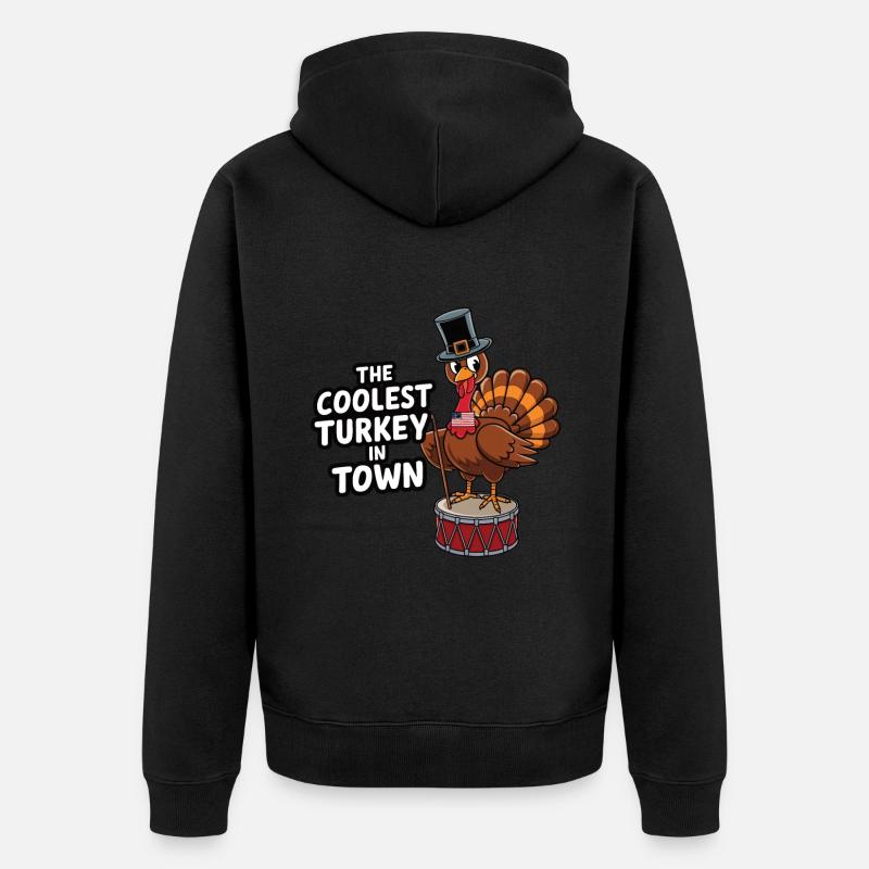 Dinde drôle de Thanksgiving - Veste à capuche bio Premium Unisexe - noir