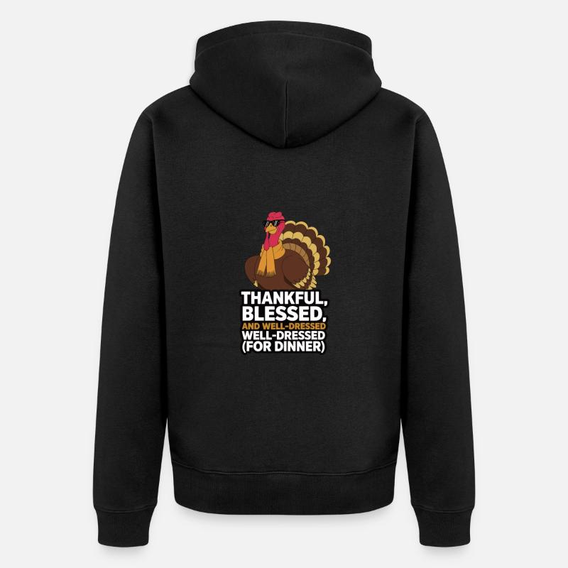 Dinde drôle de Thanksgiving - Veste à capuche bio Premium Unisexe - noir