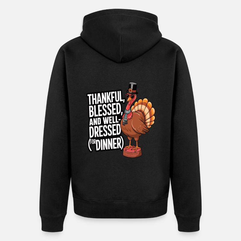 Dinde drôle de Thanksgiving - Veste à capuche bio Premium Unisexe - noir