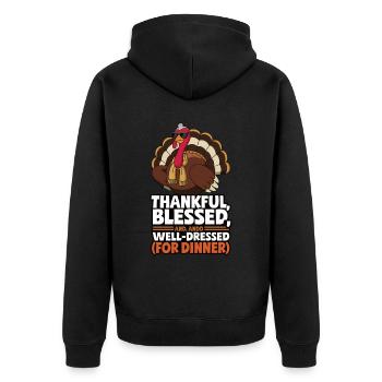 Dinde drôle de Thanksgiving - Veste à capuche bio Premium Unisexe - noir - Dos - Nico (187cm)