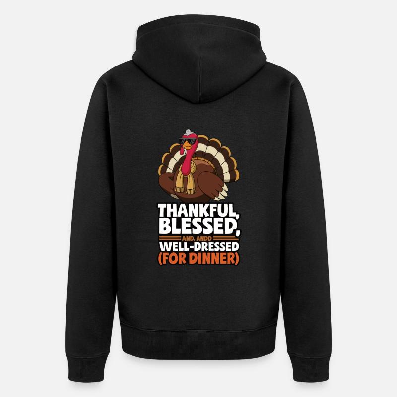 Dinde drôle de Thanksgiving - Veste à capuche bio Premium Unisexe - noir