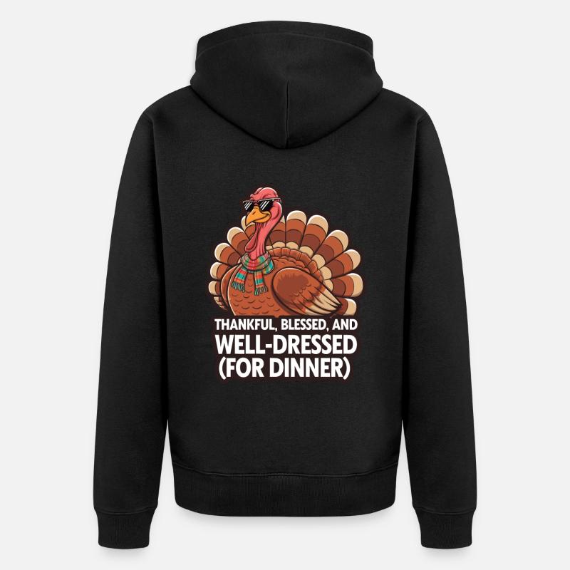 Dinde drôle de Thanksgiving - Veste à capuche bio Premium Unisexe - noir