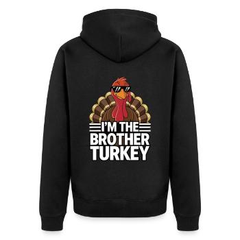 Dinde drôle de Thanksgiving - Veste à capuche bio Premium Unisexe - noir - Dos - Nico (187cm)