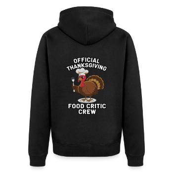 Lustiger Thanksgiving Truthahn - Unisex Premium Bio Zip Hoodie - Schwarz - Hinten - Nico (187cm)