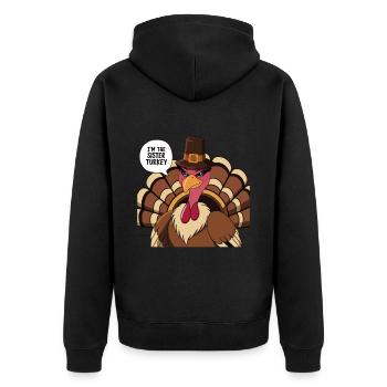 Dinde drôle de Thanksgiving - Veste à capuche bio Premium Unisexe - noir - Dos - Nico (187cm)