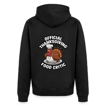 Lustiger Thanksgiving Truthahn - Unisex Premium Bio Zip Hoodie - Schwarz - Hinten - Nico (187cm)