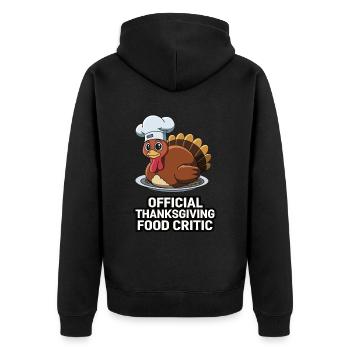Lustiger Thanksgiving Truthahn - Unisex Premium Bio Zip Hoodie - Schwarz - Hinten - Nico (187cm)