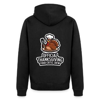 Lustiger Thanksgiving Truthahn - Unisex Premium Bio Zip Hoodie - Schwarz - Hinten - Nico (187cm)