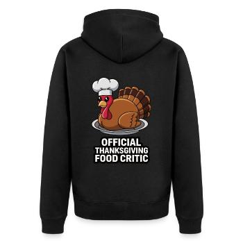 Lustiger Thanksgiving Truthahn - Unisex Premium Bio Zip Hoodie - Schwarz - Hinten - Nico (187cm)