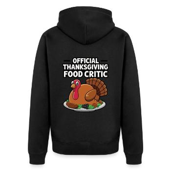 Lustiger Thanksgiving Truthahn - Unisex Premium Bio Zip Hoodie - Schwarz - Hinten - Nico (187cm)