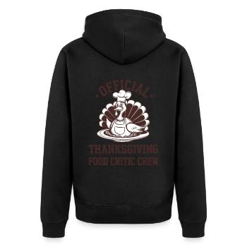 Lustiger Thanksgiving Truthahn - Unisex Premium Bio Zip Hoodie - Schwarz - Hinten - Nico (187cm)