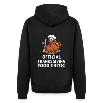 Lustiger Thanksgiving Truthahn - Unisex Premium Bio Zip Hoodie - Schwarz - Hinten - Nico (187cm)