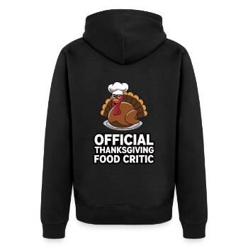 Lustiger Thanksgiving Truthahn - Unisex Premium Bio Zip Hoodie - Schwarz - Hinten - Nico (187cm)