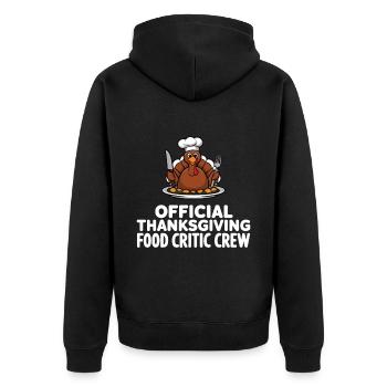 Lustiger Thanksgiving Truthahn - Unisex Premium Bio Zip Hoodie - Schwarz - Hinten - Nico (187cm)