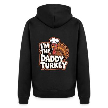 Papa Dinde Thanksgiving - Veste à capuche bio Premium Unisexe - noir - Dos - Nico (187cm)